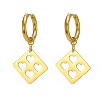 Fashion Gold Narrow Ear Buckle Style Titanium Steel Cut Square Earrings