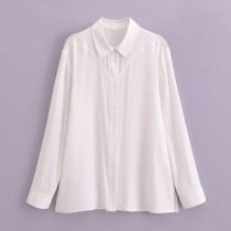 Fashion White Woven Lapel Button-down Shirt