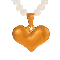 Fashion Golden 1 Titanium Steel Love Pendant Pearl Necklace