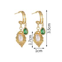 Fashion Gold Stainless Steel Leaf Earrings With Diamonds