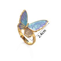 Fashion Gold Stainless Steel Butterfly Diamond Ring