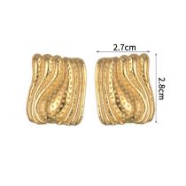 Fashion Gold Stainless Steel Square Hammered Earrings