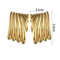 Fashion Gold Stainless Steel Geometric Texture Earrings