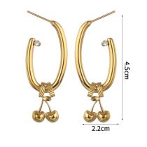 Fashion Gold Stainless Steel Cherry Hoop Earrings