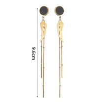 Fashion Gold Stainless Steel Wing Tassel Earrings