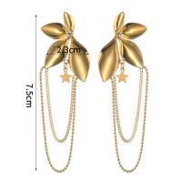 Fashion Gold Stainless Steel Chain Tassel Petal Earrings