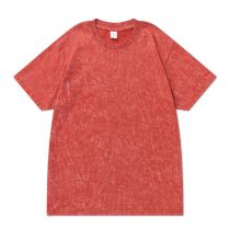 Fashion Red Cotton Printed Crew Neck Short Sleeves