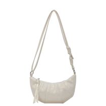 Fashion Off-white Pu Pleated Crossbody Bag