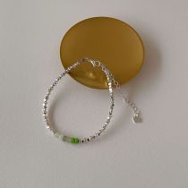 Fashion Green Copper Geometric Agate Silver Beaded Bracelet