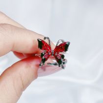 Fashion Size 10 Butterfly Open Ring Copper Drop Glaze Butterfly Open Ring