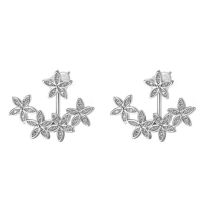 Fashion 19# Copper Inlaid Zirconium Geometric Flower Stud Earrings