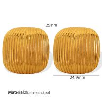 Fashion Square Stainless Steel Striped Embossed Texture Stud Earrings