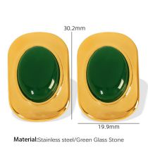 Fashion Gold Titanium Steel Oval Earrings