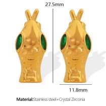 Fashion Green Crystal Zirconium Gold Earrings Titanium Steel Geometric Stud Earrings