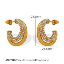 Fashion C Shape Titanium Steel Diamond C-shaped Earrings