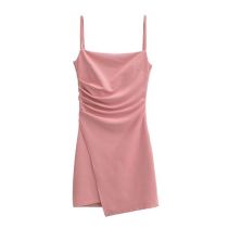 Fashion Soft Pink Pleated Waist Suspender Skirt