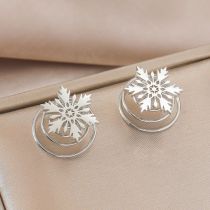 Fashion Silver Pair Alloy Geometric Snowflake Earrings