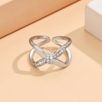 Fashion Silver Geometric Cross Open Ring