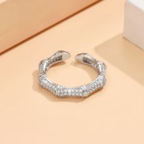 Fashion Silver Copper Inlaid Diamond Irregular Open Ring
