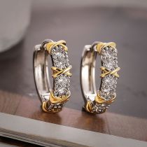 Fashion Silver Copper Diamond Geometric Crossover Earrings