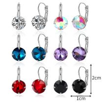 Fashion French Hook Colored Crystal 6 Pairs Of Earrings Metal Diamond Geometric Earring Set