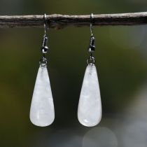 Fashion Y07 White Crystal Geometric Drop-shaped Natural Stone Earrings