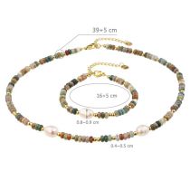 Fashion Indian Agate Geometric Beaded Bracelet Necklace Set