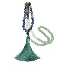 Fashion Green Geometric Natural Stone Beaded Tassel Necklace
