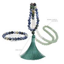 Fashion Suit Geometric Natural Stone Beaded Tassel Necklace Bracelet Set