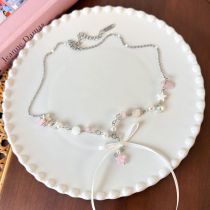 Fashion White Bow Pearl Shell Beaded Bow Necklace