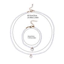 Fashion White Rice Beads Beaded Love Bracelet Starburst Set