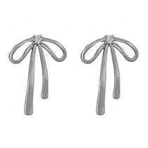 Fashion Silver Copper Set Zircon Bow Earrings