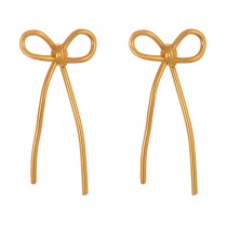 Fashion Gold Copper Bow Earrings