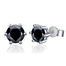 Fashion 2 Carat Black Diamond Silver Diamond Geometric Stud Earrings