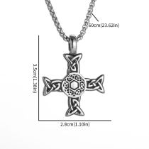 Fashion Cross Triangle Knot Necklace-steel Color Alloy Hollow Cross Necklace