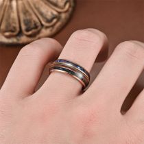 Fashion 8mm Rose Gold String Double Shell Stainless Steel Round Men's Ring