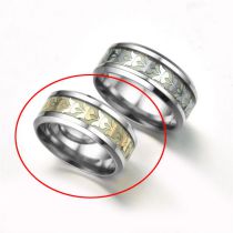 Fashion Gold Flakes On Silver Background Stainless Steel Round Men's Ring