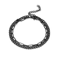 Fashion Black Bracelet Stainless Steel Geometric Chain Bracelet
