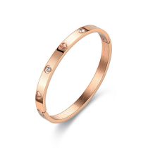 Fashion 6mm Rose Gold Bracelet Stainless Steel Diamond Geometric Round Bracelet