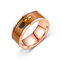 Fashion Rose Gold Nfc Ssangyong Titanium Steel Geometric Texture Round Men's Ring