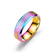 Fashion 6mm Seven Colors Stainless Steel Frosted Round Ring