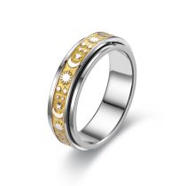 Fashion Golden Sun Moon Stainless Steel Sun Moon Ring