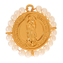 Fashion Golden 1 Copper Round Double Sided Portrait Beaded Pendant Pearl Accessories