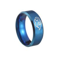 Fashion Blue Titanium Steel Round Men's Ring