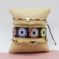 Fashion Suit Colorful Rice Beads Braided Eye Beaded Love Bracelet Set