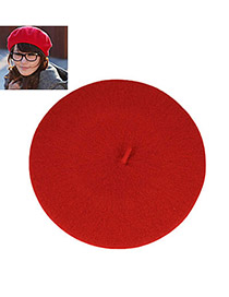 Plussize Red Flatcap Beret Hat Knitting Wool Beanies Others