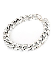 Indie Silver Color Simple Thick Chain