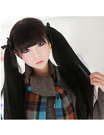 Micro Nature Black Long Straight Binded Ponytail