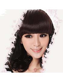 Recycled Dark Brown Hairs Banged No Temples High-Temp Fiber Wigs