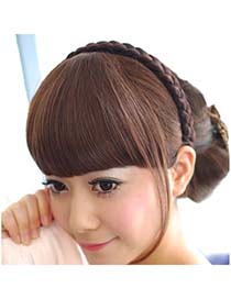 Pleated Dark Brown Hairs Banged With Temples